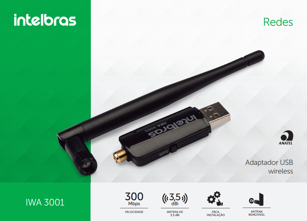 Imagem de ADAPTADOR WIRELESS UBS INTELBRAS IWA 3001 4710016 300MBPS