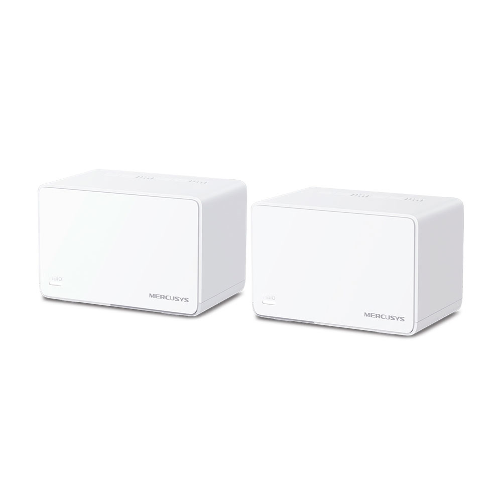 Mostrar detalhes de ROTEADOR MESH WI-FI 6 MERCUSYS HALO H80X (2-PACK) AX3000 DUALBAND 3 PORTAS GIGABIT Imagem de ROTEADOR MESH WI-FI 6 MERCUSYS HALO H80X (2-PACK) AX3000 DUALBAND 3 PORTAS GIGABIT