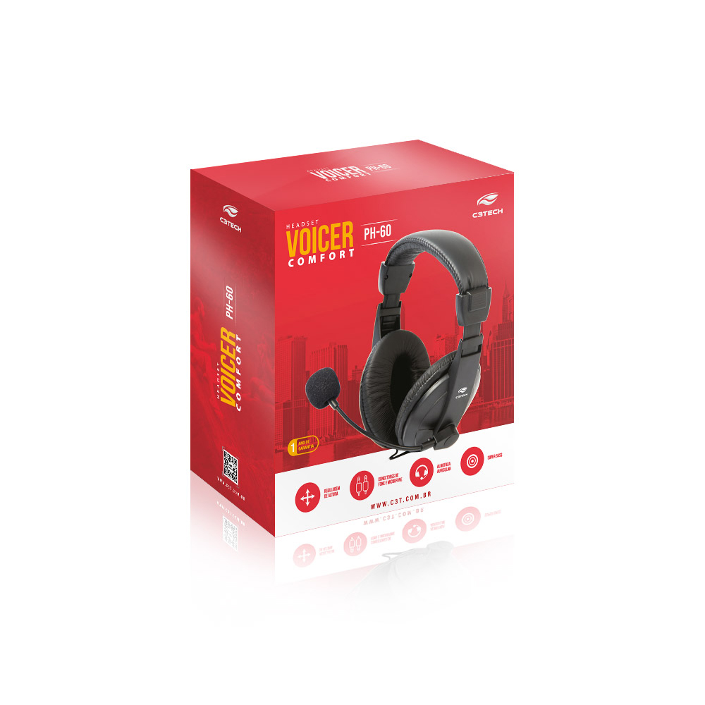 Imagem de FONE DE OUVIDO C3TECH VOICER COMFORT PRETO - PH-60BK