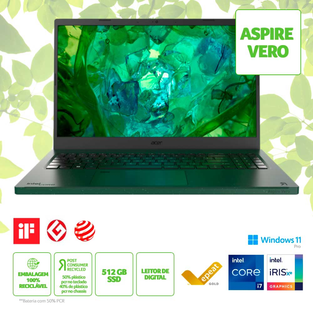 Imagem de NOTEBOOK ACER ASPIRE VERO 15,6" FHD AV15-53P-72JT/ I7-1355U/ 16GB/ 512GB SSD/ WIN 11 PRO