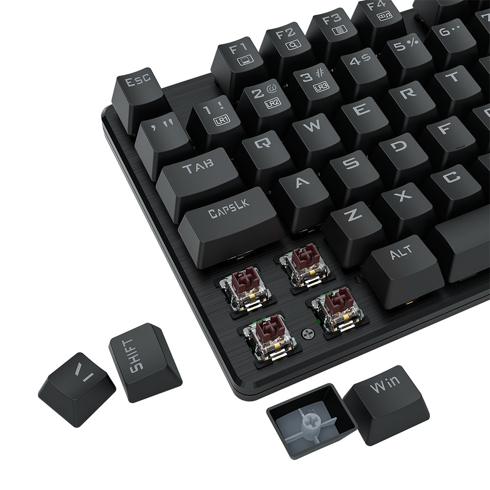 Imagem de TECLADO REDRAGON MECANICO GAMER SINDRI RAINBOW PRETO K671 (PT-BROWN)