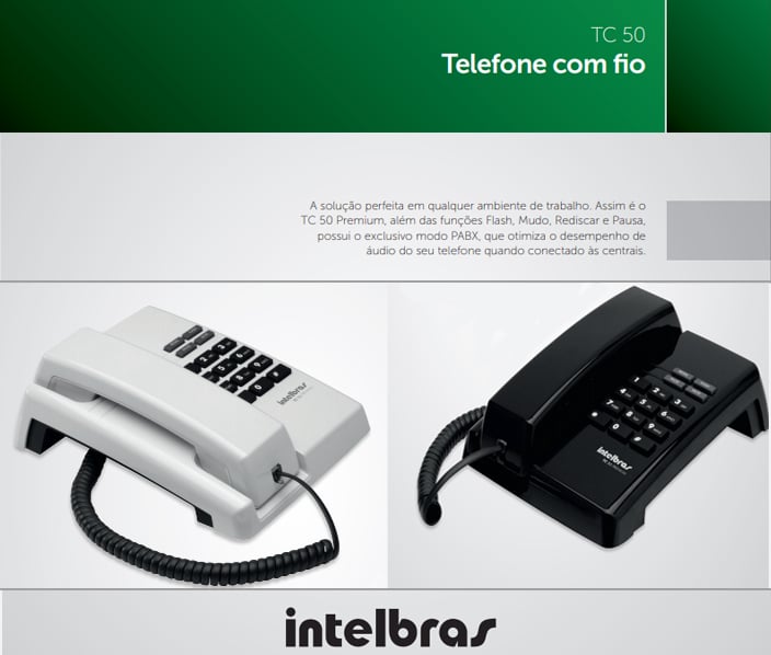Imagem de TELEFONE INTELBRAS TC 50 PREMIUM 4080086 COM FIO MESA/PAREDE PRETO