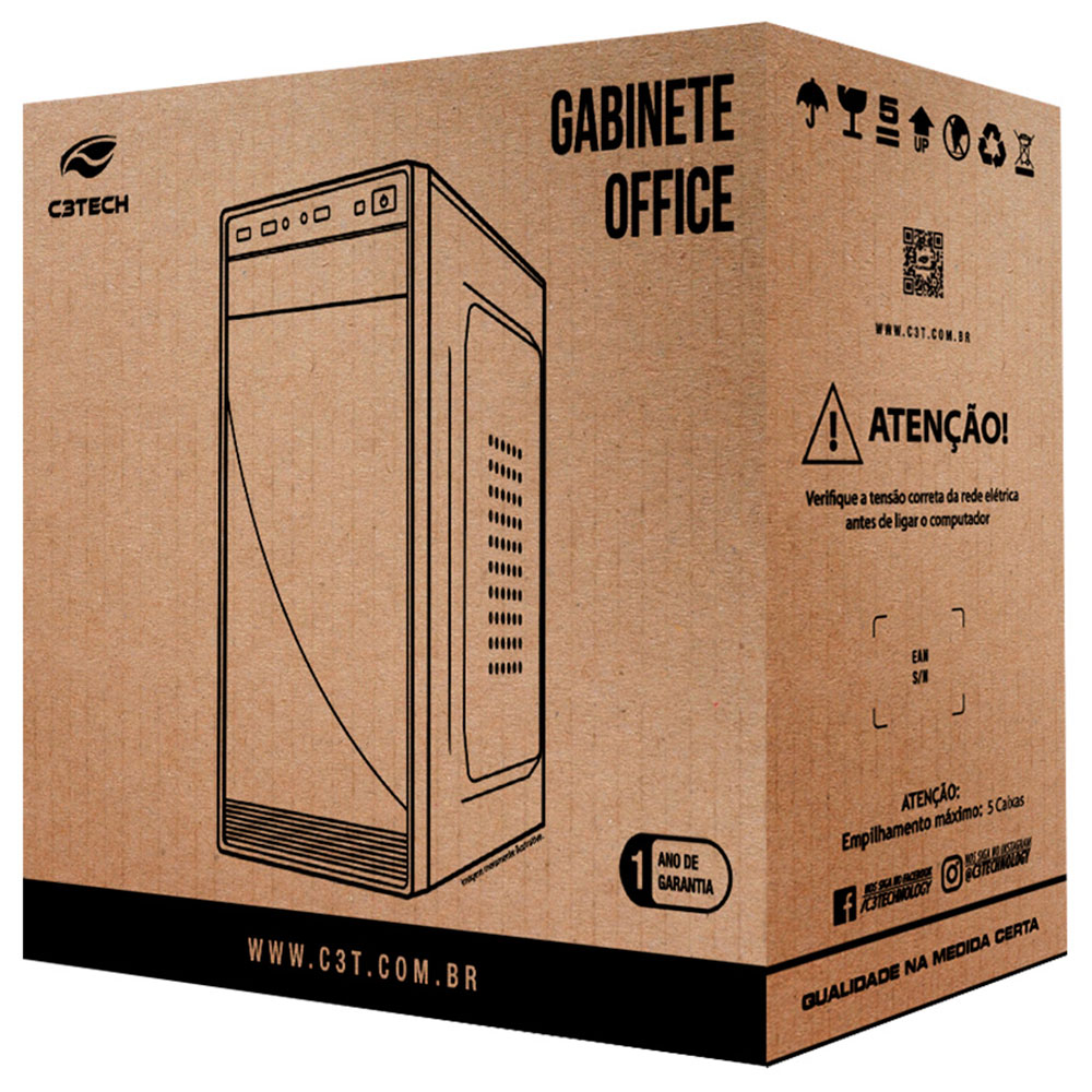 Imagem de GABINETE MICRO-ATX C3TECH MT-37BK COM FONTE 200W