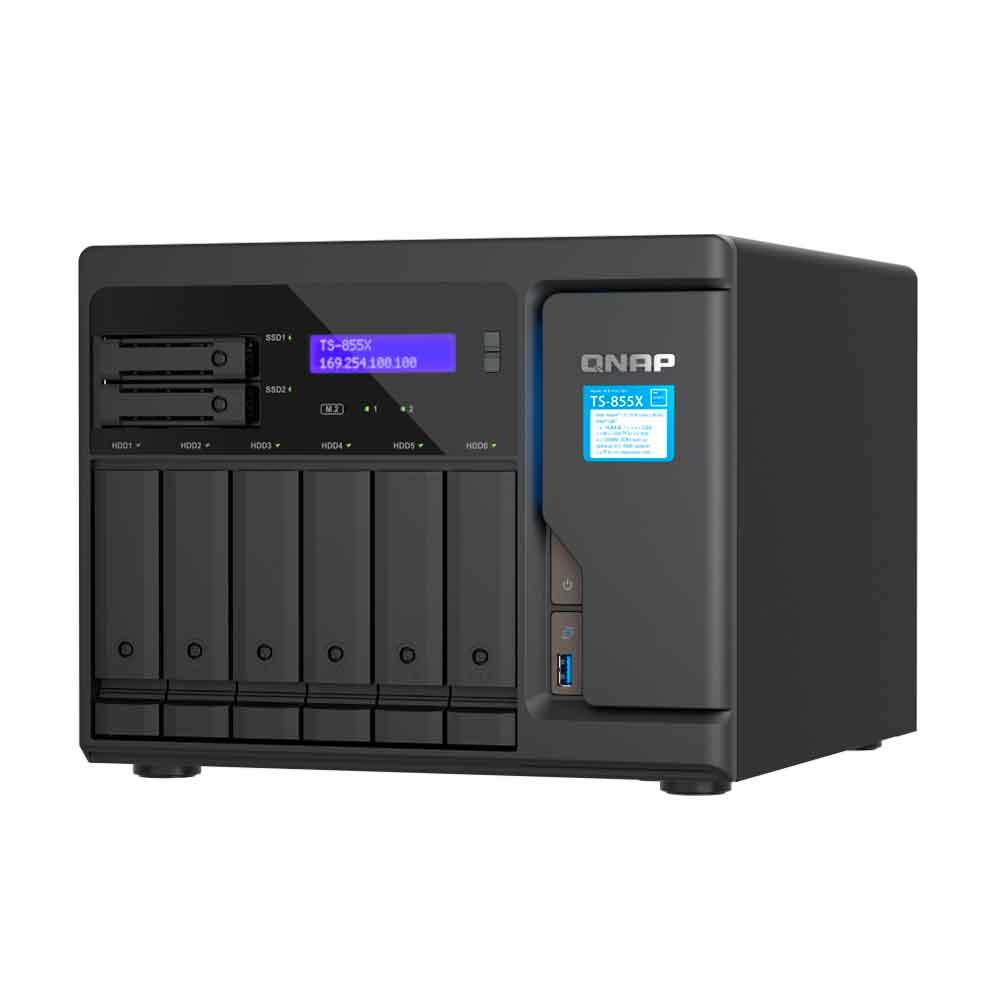 Imagem de STORAGE NAS QNAP 8 BAIAS INTEL ATOM C5125 8 CORE, 2.8GHZ, 8GB, 2X 2.5 GBE TORRE - TS-855X-8G-US