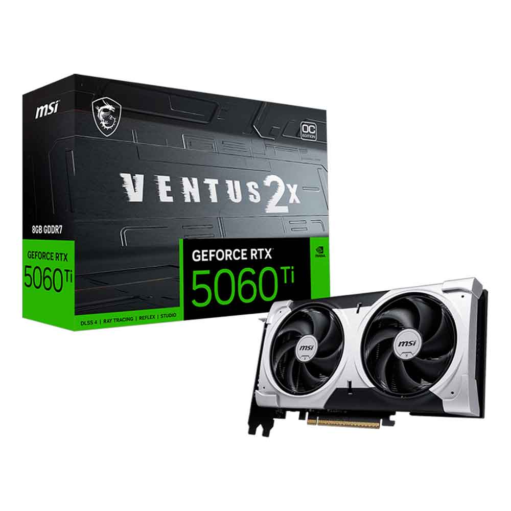 Imagem de PLACA DE VIDEO MSI GEFORCE RTX 5060 TI VENTUS 2X OC PLUS 8GB GDDR7 128BITS 912-V536-024