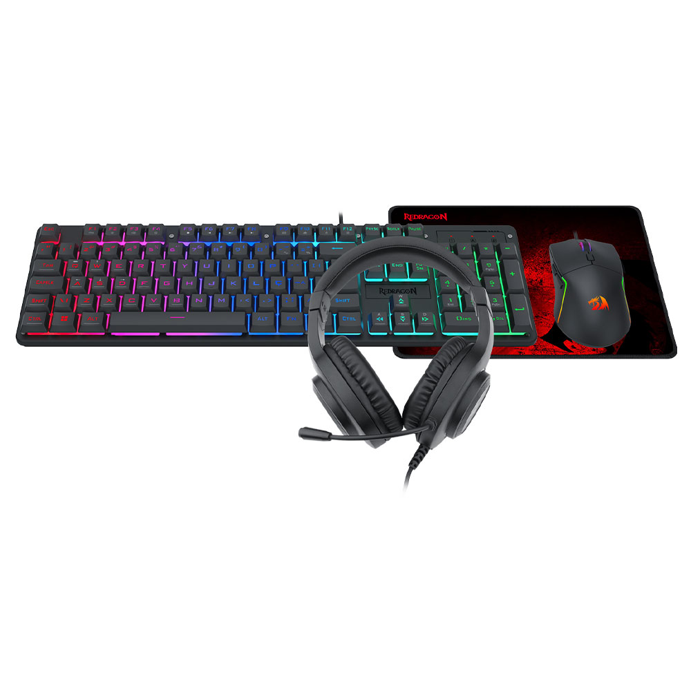 Imagem de KIT TECLADO + MOUSE + HEADSET + MOUSEPAD REDRAGON ESSENTIALS PRETO S166