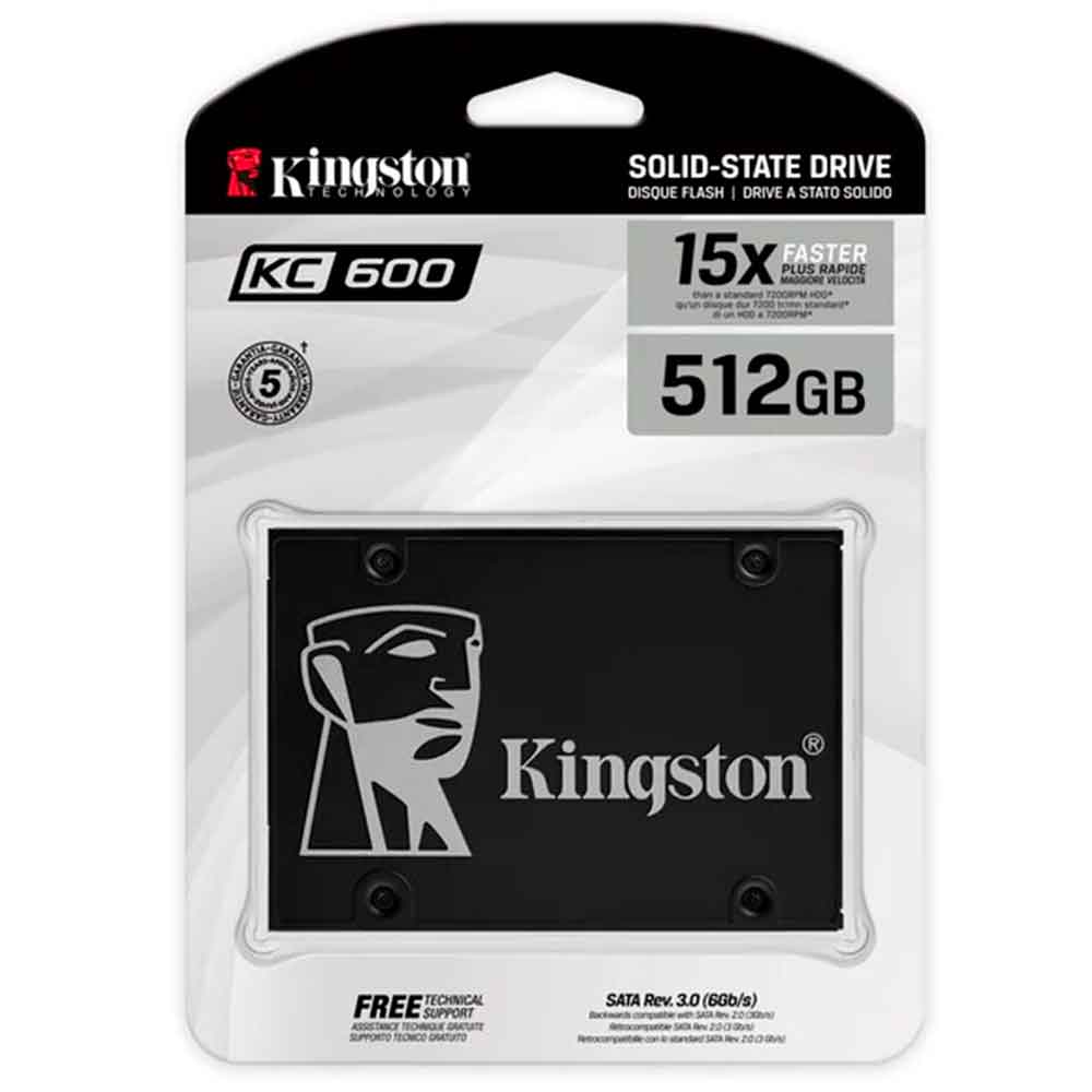 Imagem de SSD KINGSTON  KC600 512GB 2,5" SATA 3 -SKC600/512G