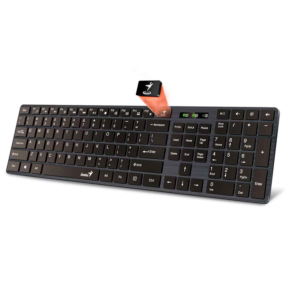Imagem de TECLADO MULTIMIDIA GENIUS SLIMSTAR SS-126 USB PRETO ABNT 2