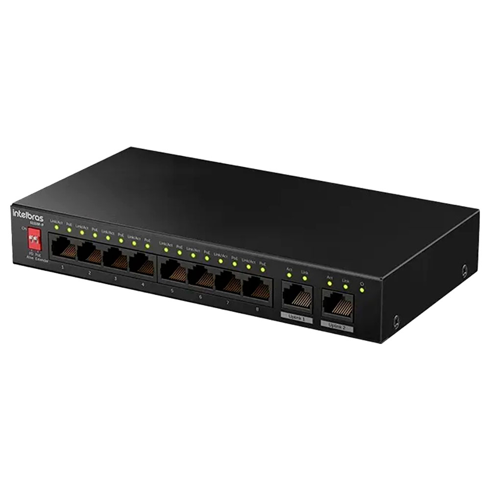 Imagem de SWITCH INTELBRAS 10 PORTAS SENDO 8 PORTAS FAST POE+ E 2 PORTAS UPLINK S1110F-P - 4760125