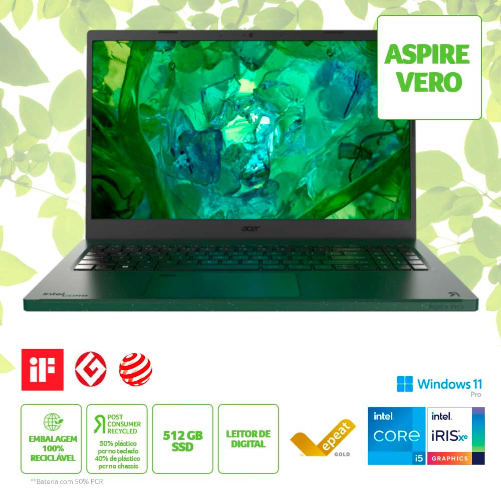 Imagem de NOTEBOOK ACER ASPIRE VERO 15,6" FHD AV15-53P-51MR/ I5-1335U/ 8GB/ 512GB SSD/ WIN 11 PRO