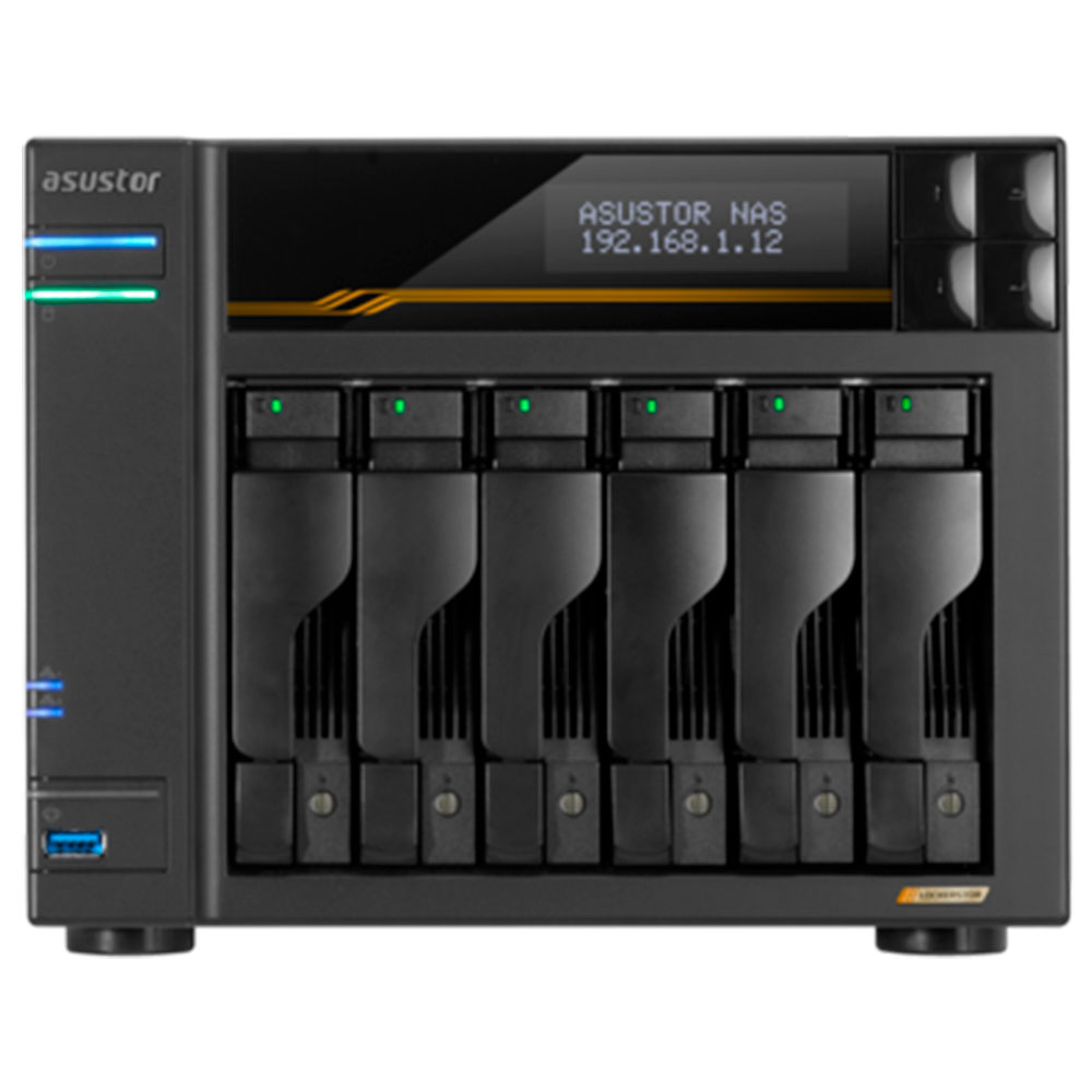 Imagem de STORAGE NAS ASUSTOR TORRE S/HD 6 BAIAS AMD RYZEN V3C14 2 PORTAS LAN 5GB E 2 10GB - AS6806T-BR