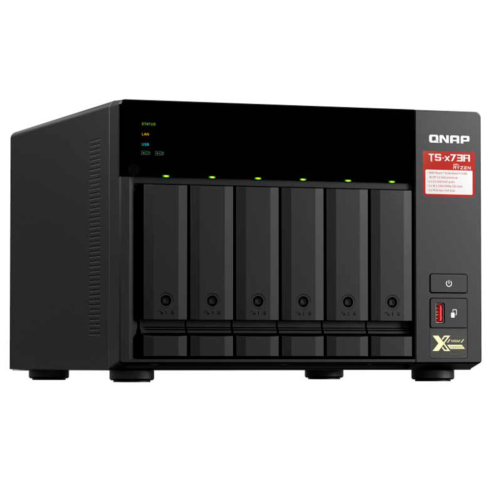 Imagem de STORAGE NAS QNAP 6 BAIAS AMD RYZEN QUAD CORE 8GB RAM DDR4 2 SLOTS PCLE - TS-673A-8G-US
