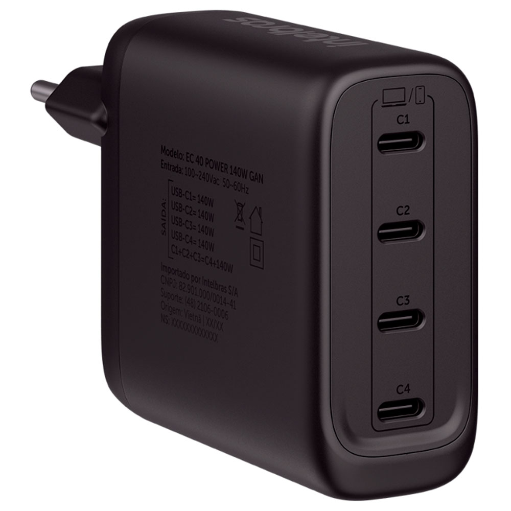 Imagem de CARREGADOR INTELBRAS EC 40 POWER 140W GAN 4P USB-C - 4820194