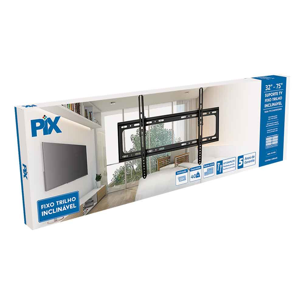 Imagem de SUPORTE TV TRILHO INCLINAVEL 32" A 75" PIX - 079-0068