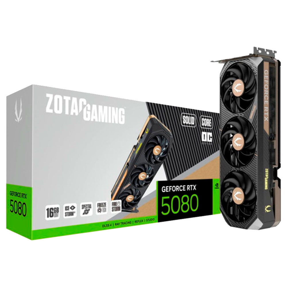 Imagem de PLACA DE VIDEO ZOTAC GEFORCE RTX 5080 SOLID CORE OC 16GB GDDR7 256BITS ZT-B50800J2-10P