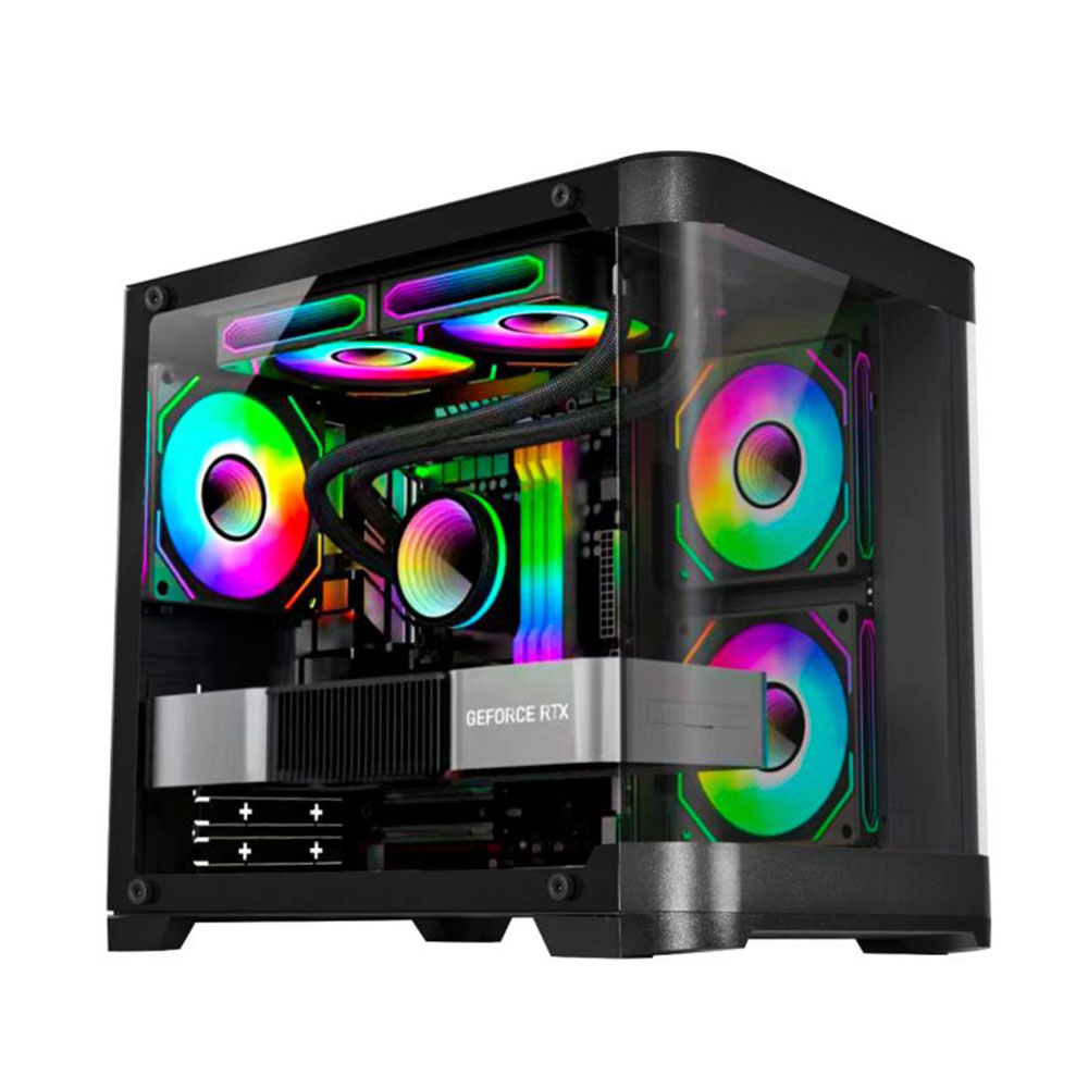 Imagem de GABINETE GAMER K-MEX AQUARIO CG-01AG CURVA PRETO MICRO ATX SEM FAN