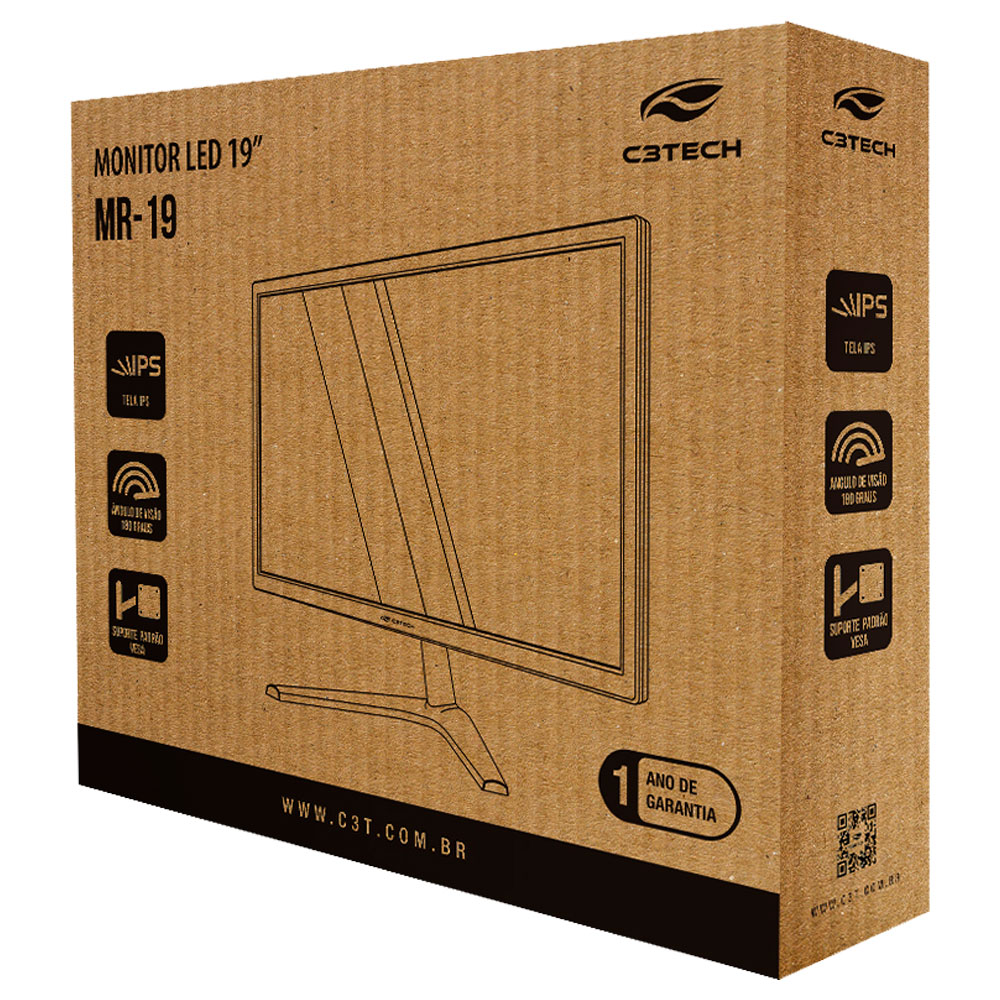 Imagem de MONITOR LED 19" C3TECH MR-19 HD / VESA / VGA / HDMI / 60HZ / 5MS
