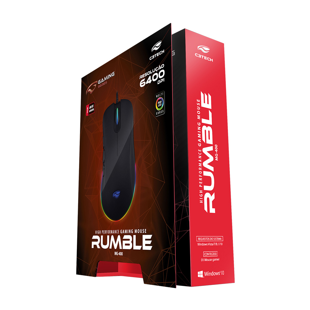 Imagem de MOUSE GAMER C3TECH USB RUMBLE PRETO - MG-400BK