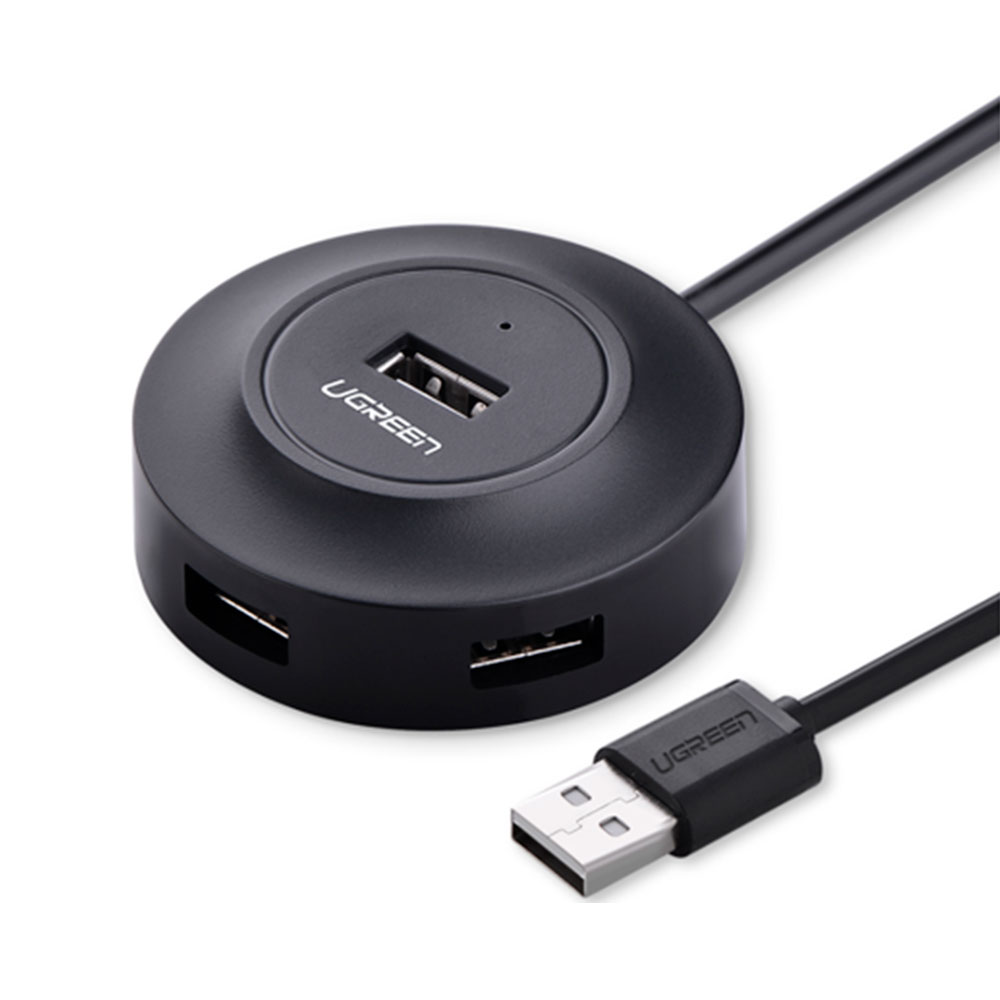 Imagem de HUB USB UGREEN COM 4P USB 2.0 COM CABO DE 1M PRETO - CR106