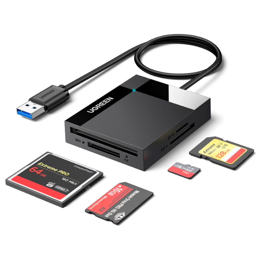 Imagem de LEITOR DE CARTAO SD UGREEN 4 PORTAS E USB-A DE 5GBPS PRETO - CR125