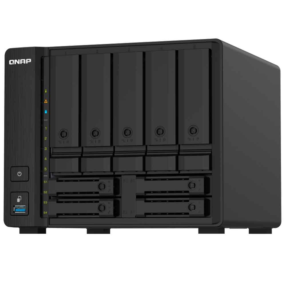 Imagem de STORAGE NAS QNAP 9 BAIAS ANNAPURNALABS ALPINE AL324, QUAD CORE 1.7GHZ, 4GB, 2X 10GBE - TS-932PX-4G