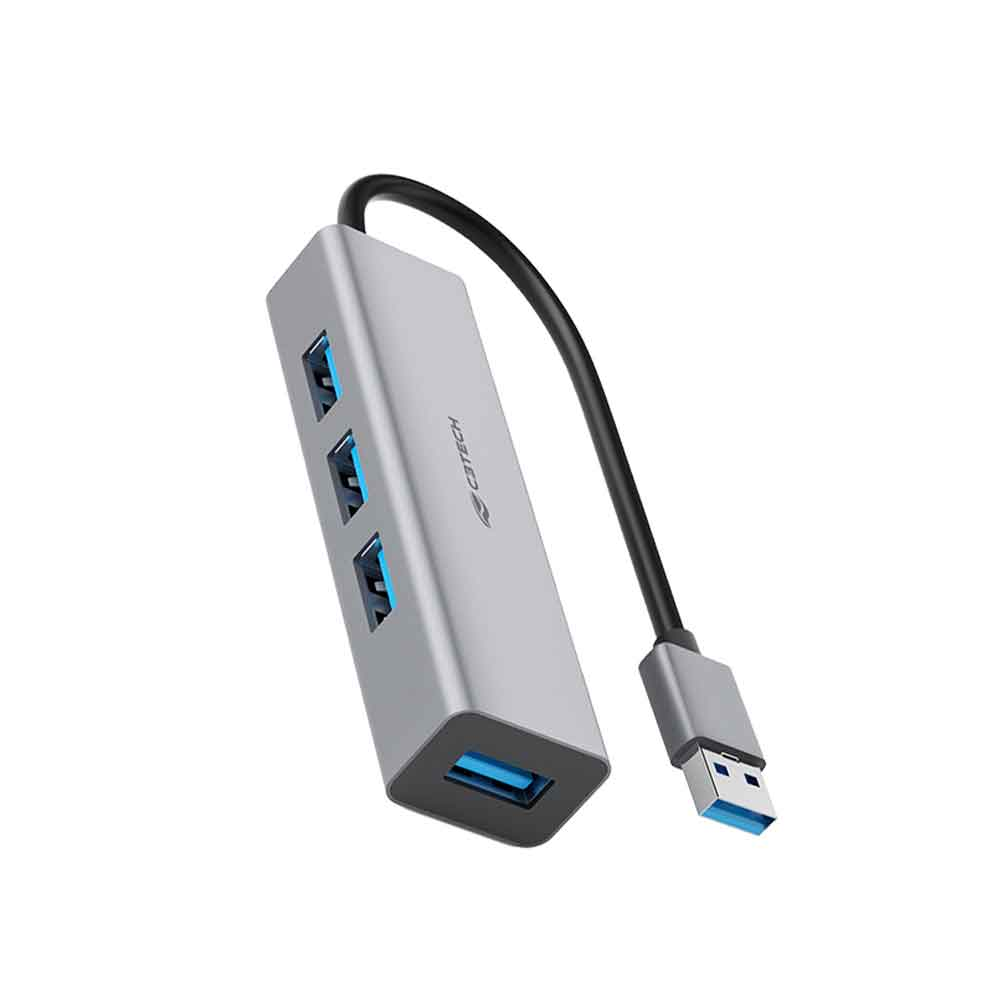 Imagem de HUB USB C3TECH 3.0 4 PORTAS HU-340GY CINZA