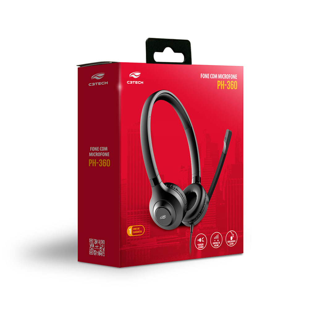 Imagem de FONE DE OUVIDO C3TECH C/MIC USB PH-360BK PRETO