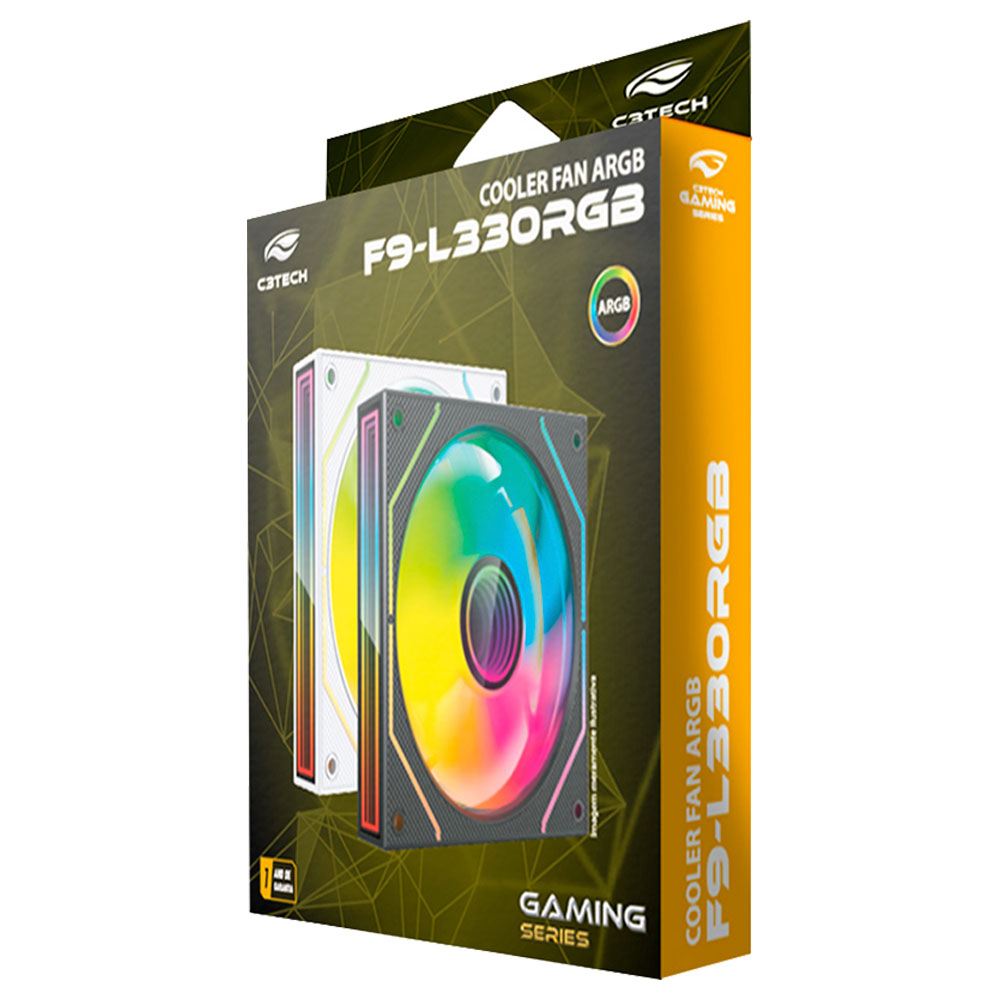 Imagem de COOLER PARA GABINETE C3TECH ARGB PRETO F9-L330BKRGB 120 MM