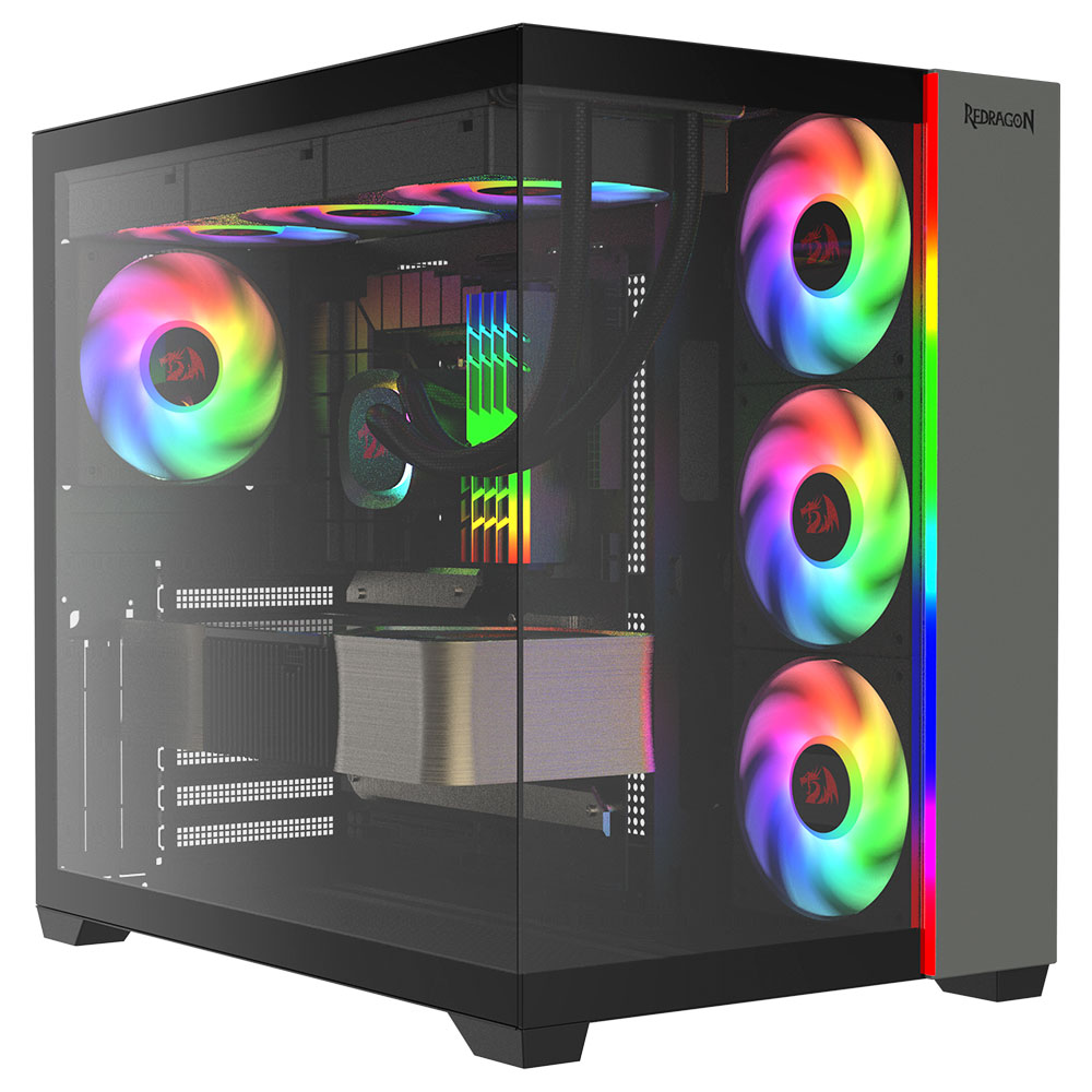 Imagem de GABINETE GAMER REDRAGON TESSERACT RGB SEM FAN PRETO CA-614B