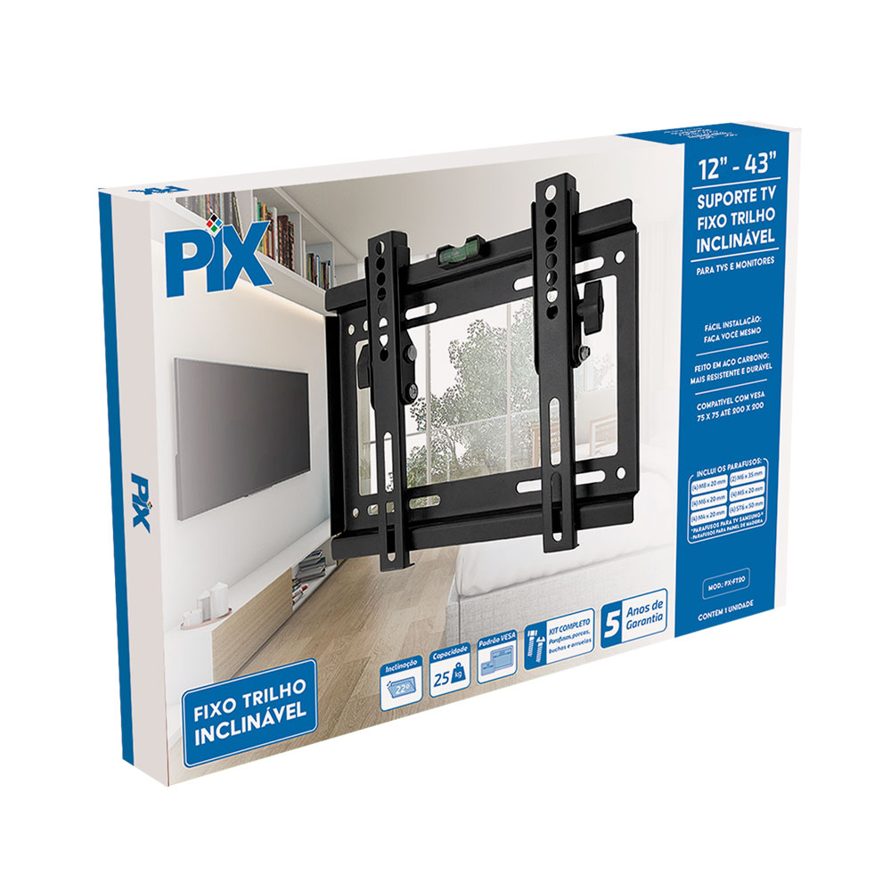Imagem de SUPORTE TV TRILHO INCLINAVEL 12 A 43 PIX - 079-0066