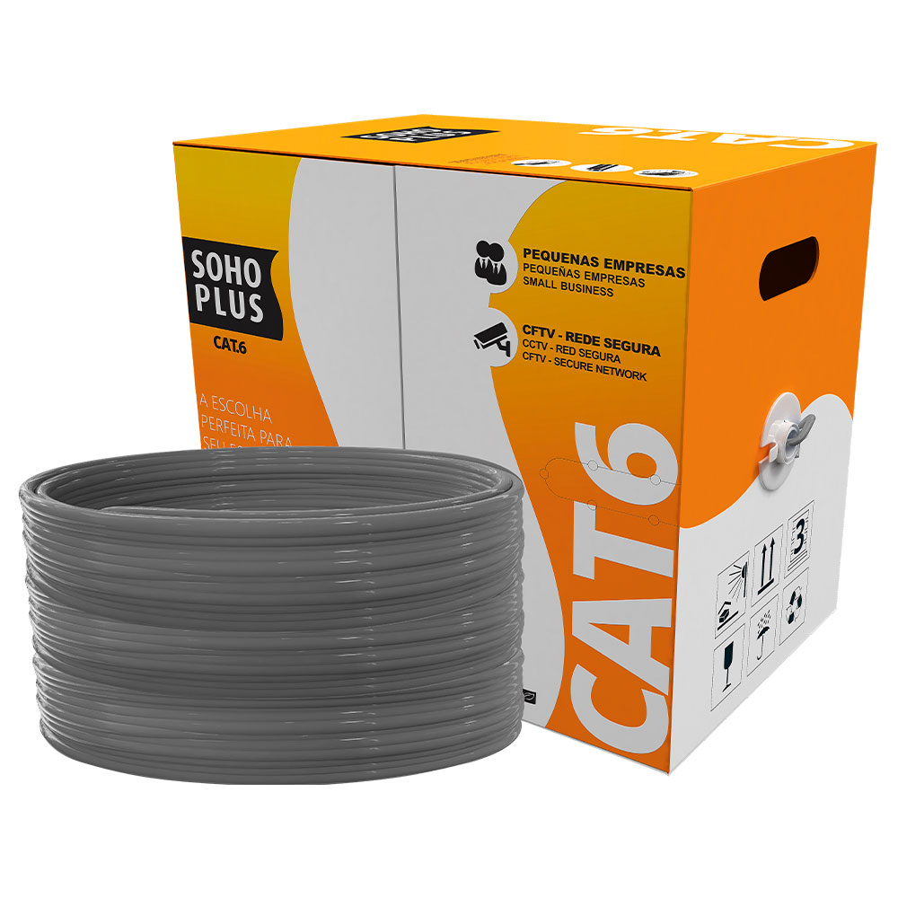 Imagem de CABO REDE LAN FURUKAWA SOHOPLUS CAT6 U/UTP CMX CINZA CERTIFICADO CX 305M