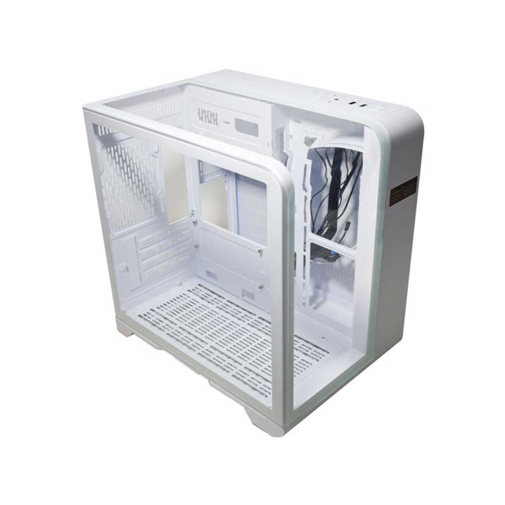 Imagem de GABINETE GAMER K-MEX AQUARIO CG-W8KI CYBERPUNK WHITE COM TOPO DE VIDRO E DISPLAY DIGITAL