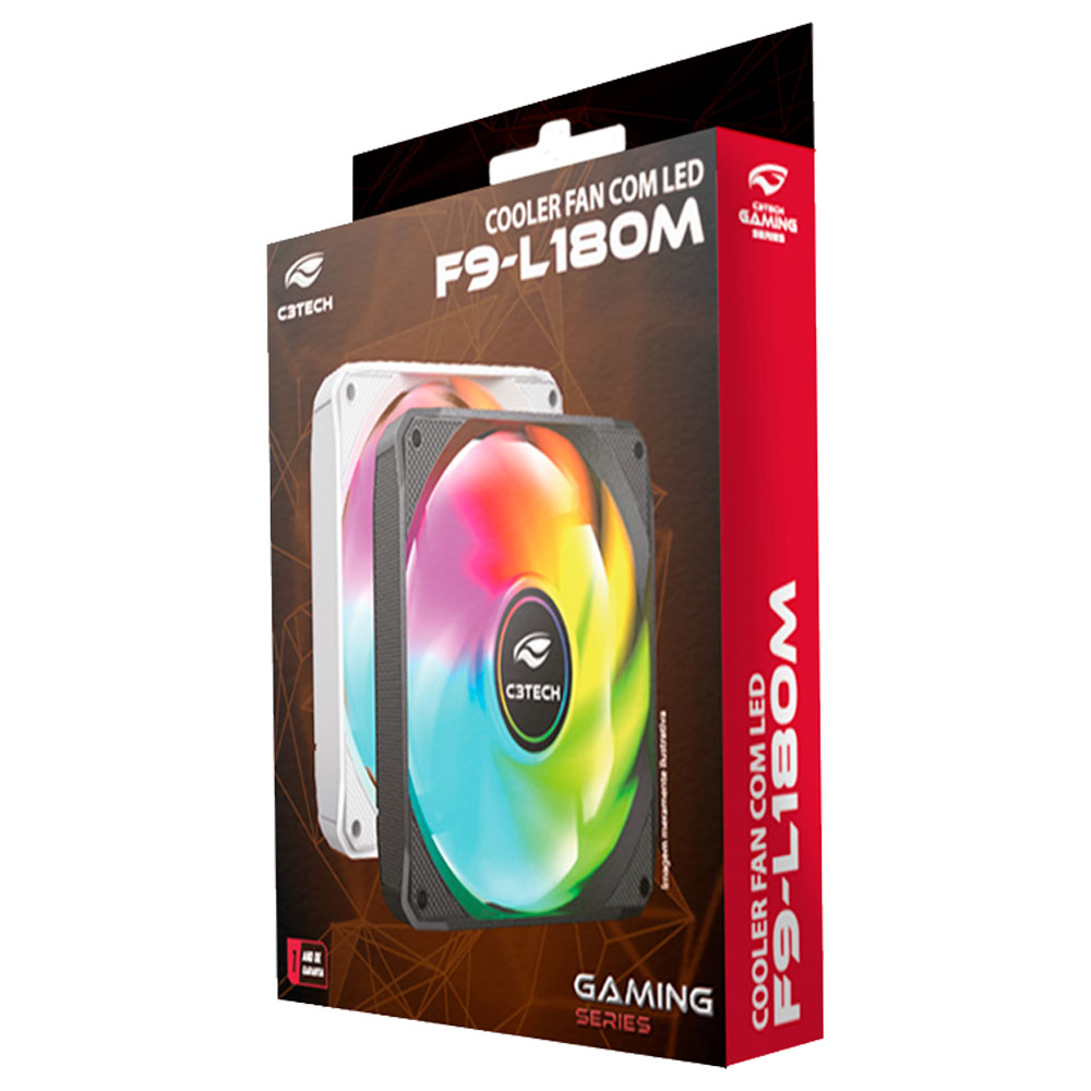 Imagem de COOLER PARA GABINETE C3TECH RGB PRETO F9-L180BKM 120MM