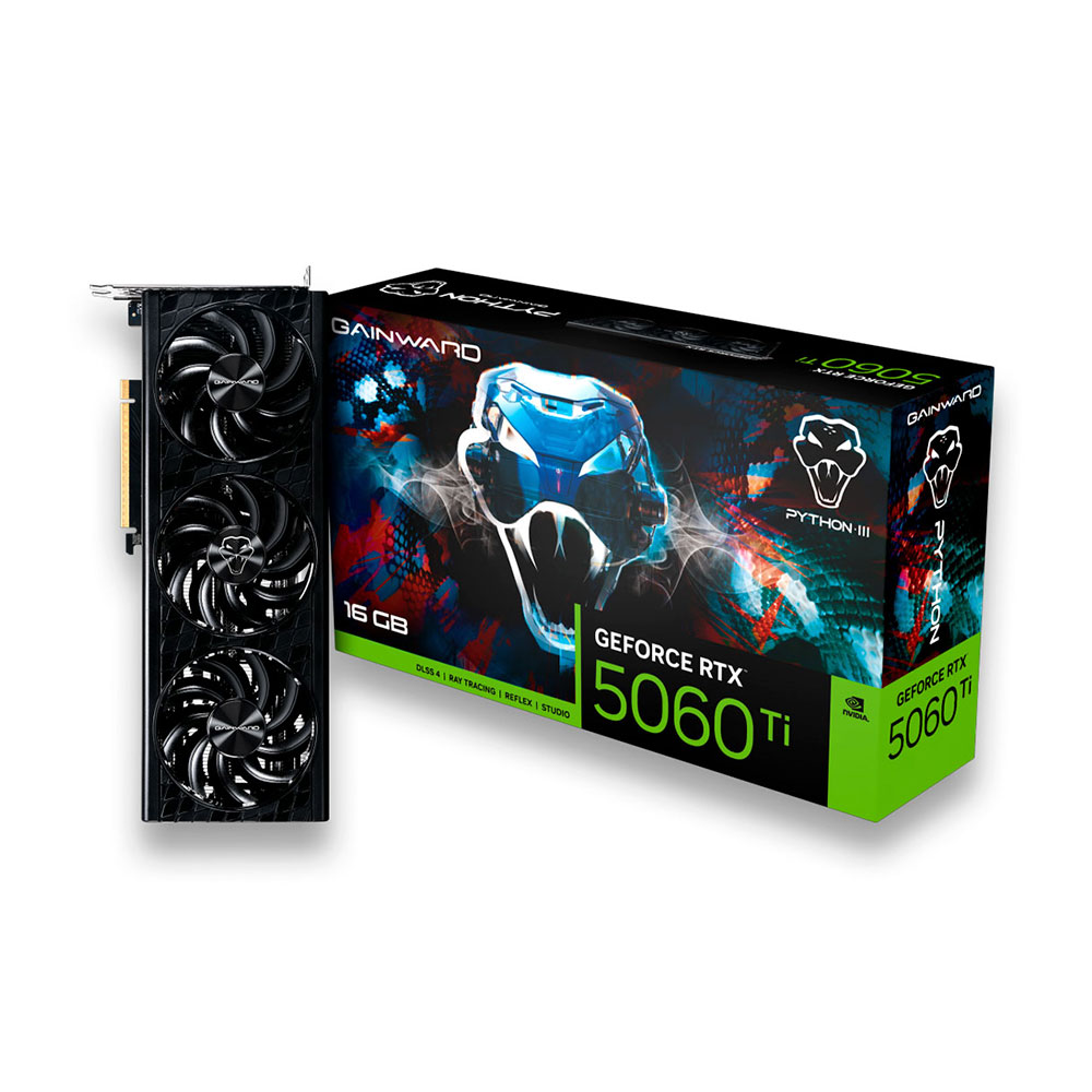 Imagem de PLACA DE VIDEO GAINWARD GEFORCE RTX 5060 TI PYTHON III 16GB GDDR7 128BITS NE7506T019T1-GB2061T