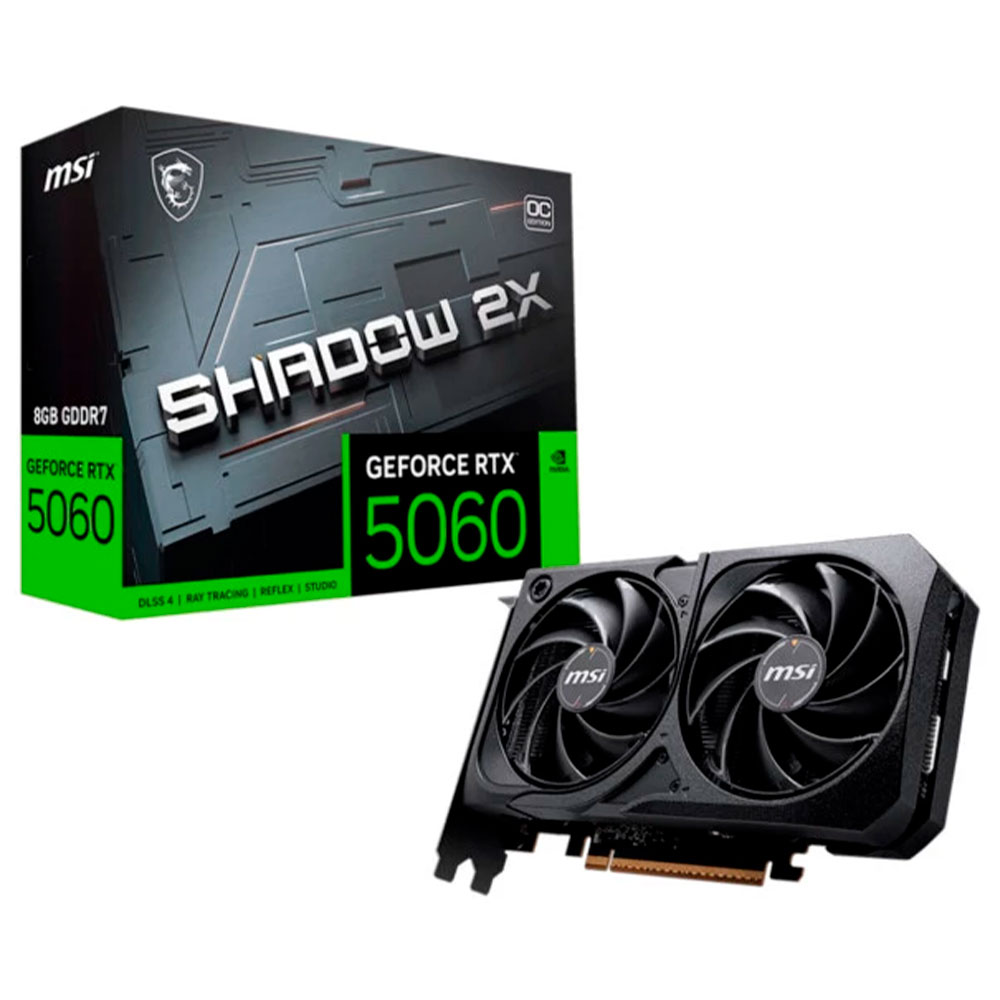 Imagem de PLACA DE VIDEO MSI GEFORCE RTX 5060 SHADOW 2X OC 8GB GDDR7 128BITS 912-V537-038
