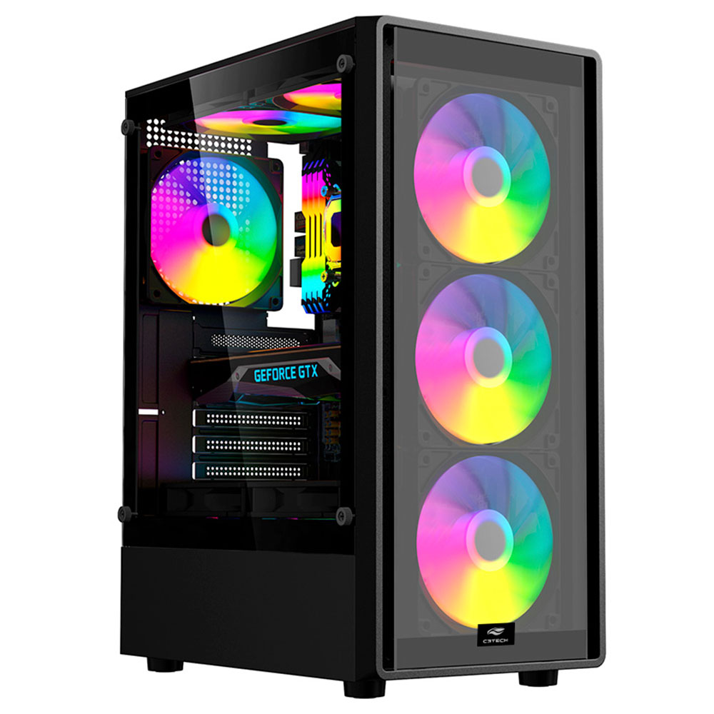 Mostrar detalhes de GABINETE GAMER C3TECH MT-G140BK SEM FONTE PRETO Imagem de GABINETE GAMER C3TECH MT-G140BK SEM FONTE PRETO