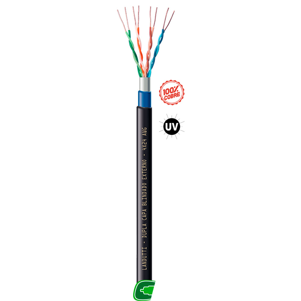 Mostrar detalhes de CABO DE REDE CAT5E F-UTP CMX LANDUTTI DUPLA CAPA BLINDADO 500M PT CONDUTTI Imagem de CABO DE REDE CAT5E F-UTP CMX LANDUTTI DUPLA CAPA BLINDADO 500M PT CONDUTTI