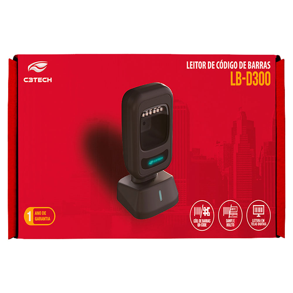 Imagem de LEITOR DE CODIGO DE BARRAS C3TECH 1D/2D USB LB-D300