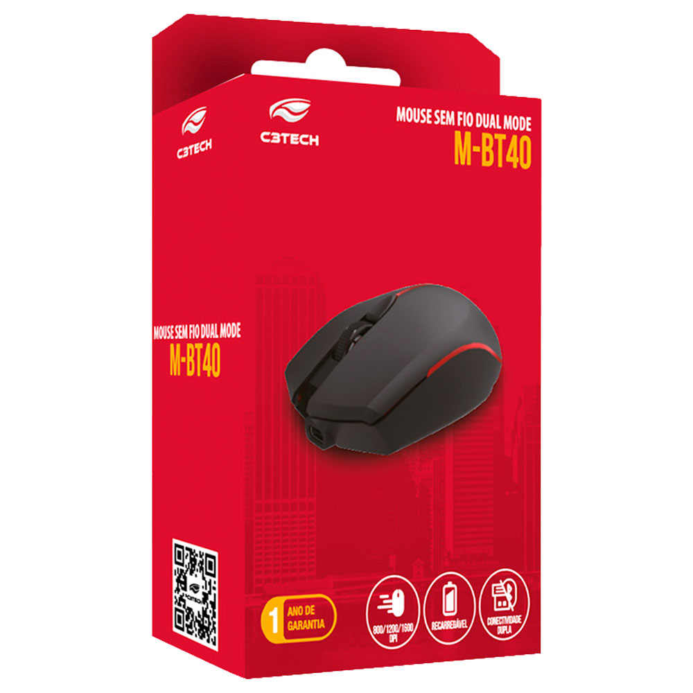 Imagem de MOUSE C3TECH SEM FIO RECARREGAVEL BLUETOOTH E RECEPTOR M-BT40WH BRANCO