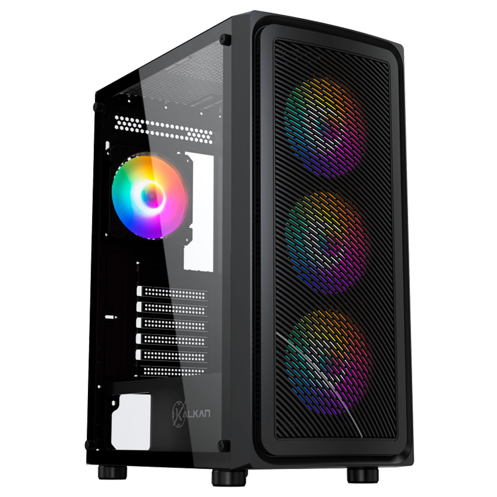 Imagem de GABINETE GAMER KALKAN JOTURN PRETO COM 4 FANS KLK00038