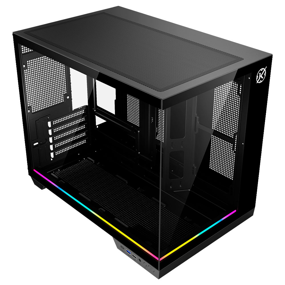 Imagem de GABINETE GAMER KALKAN SAGA RGB PRETO SEM FAN KLK00044